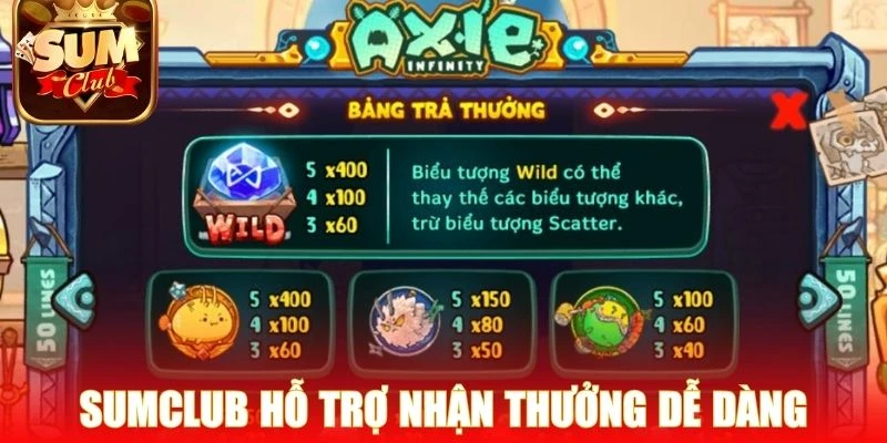 Sumclub hỗ trợ người chơi nhận thưởng dễ dàng khi quay trúng